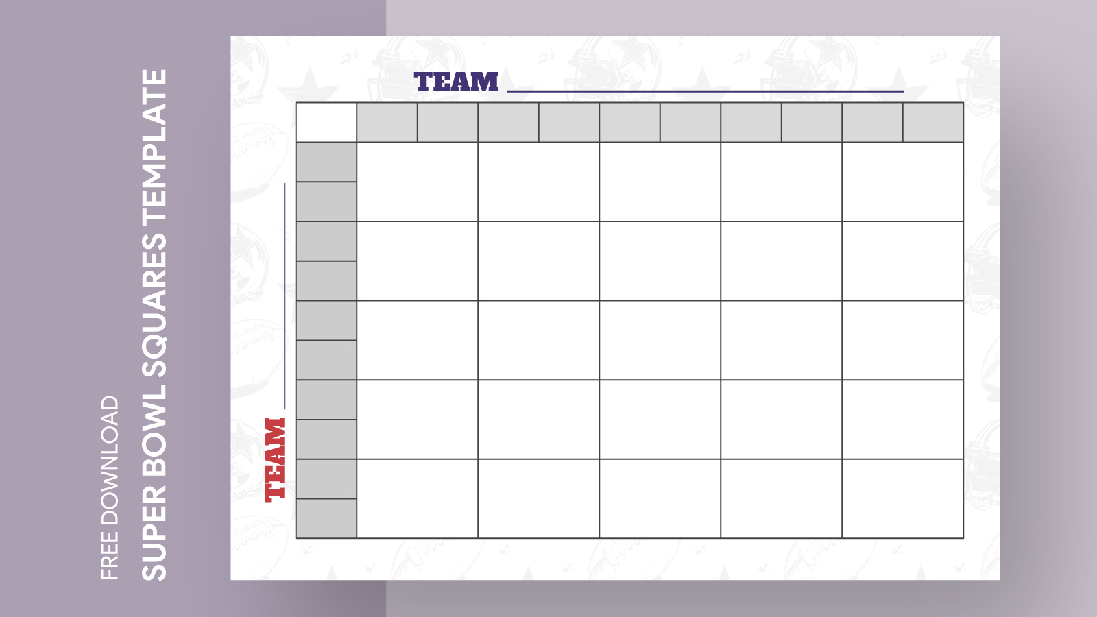 25 square football grid free google docs template - gdoc.io